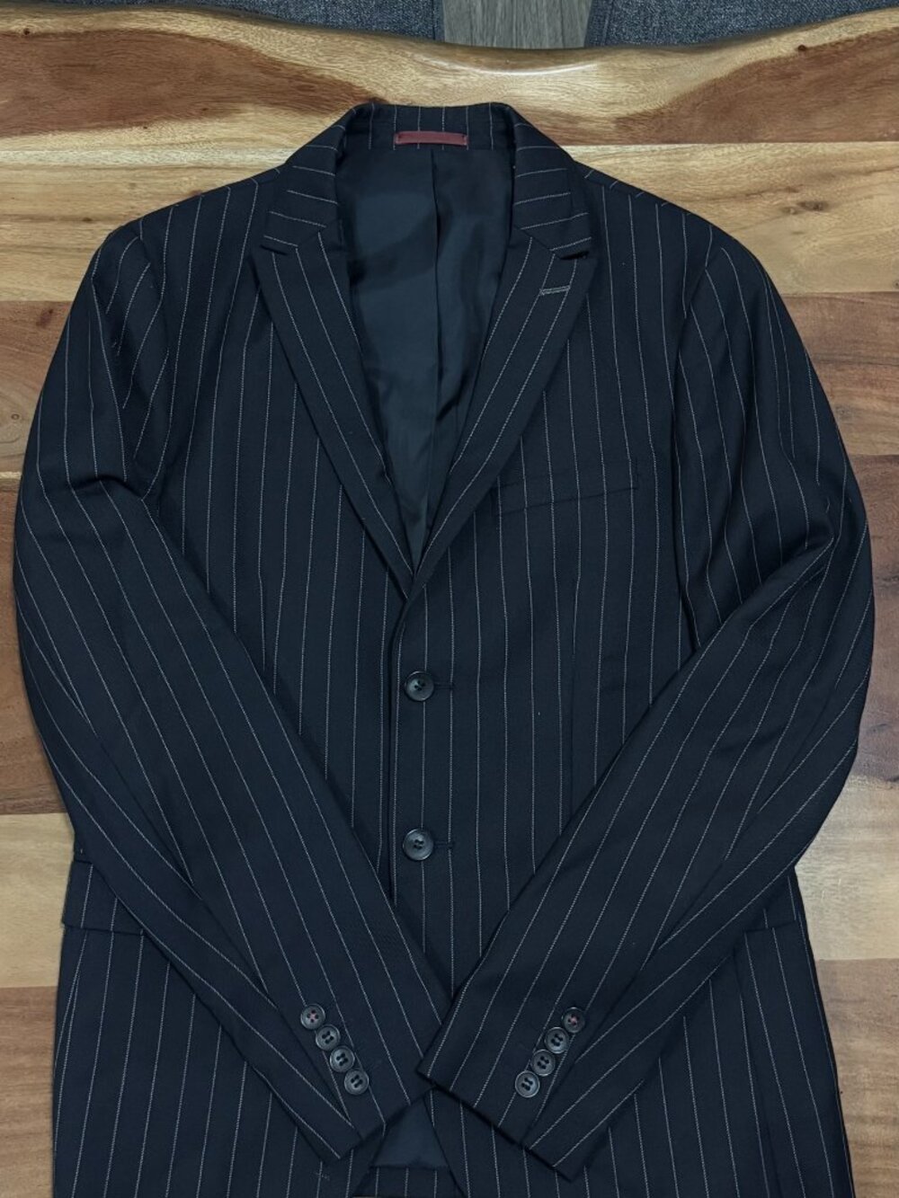 Zara Man navy pinstripe slim blazer – size S